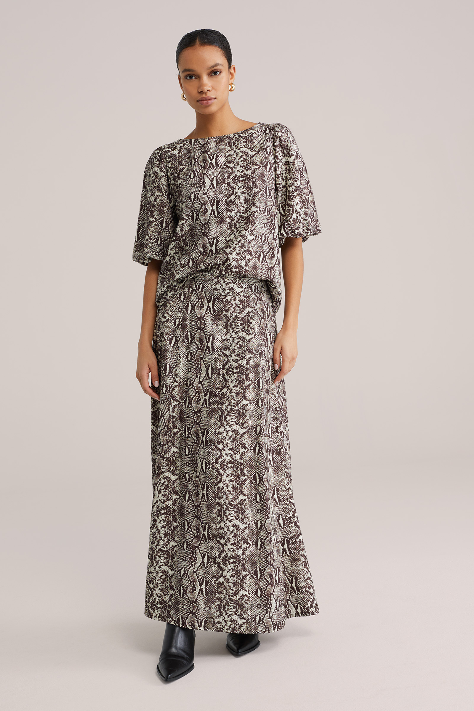 Dames top met print en ballonmouwen