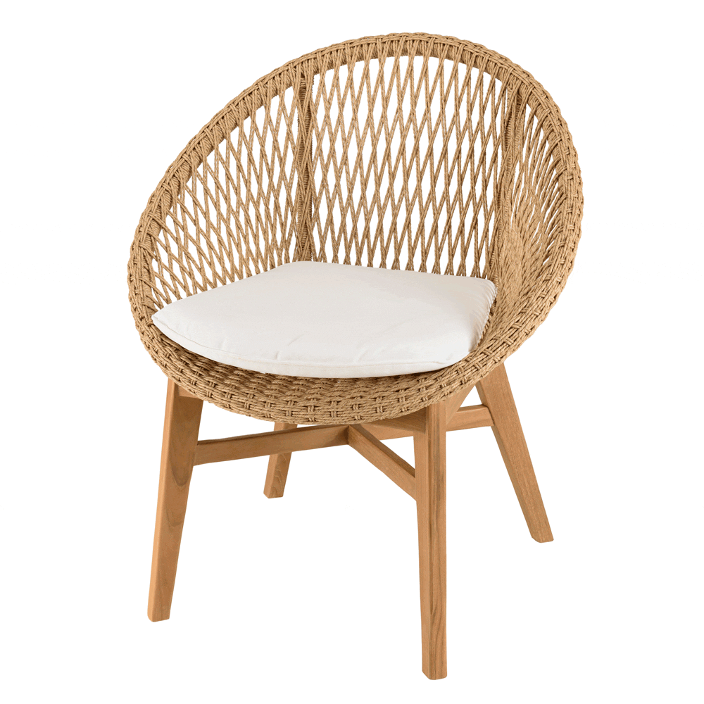 Salon de détente de jardin en teck 2 fauteuils arrondis LUMIO