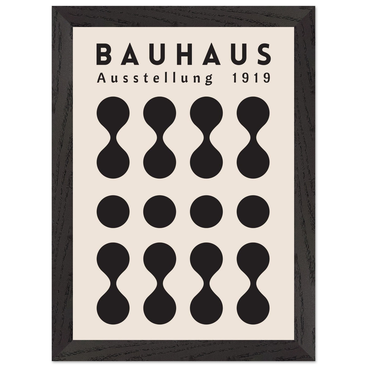 Artfulprints Poster met Lijst Bauhaus - Ausstellung 1919  - A4 21x29.7 cm - Zwart / Wit
