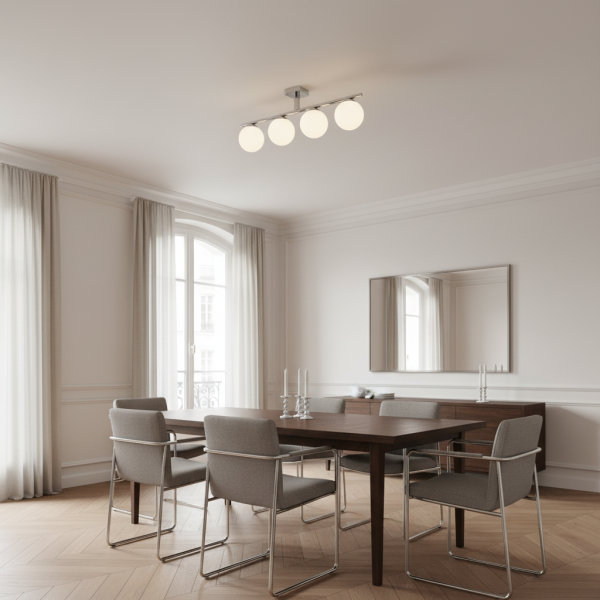 Lampa sufitowa listwa kule białe chrom EDYLIT 4xE14 PRIM 13-421