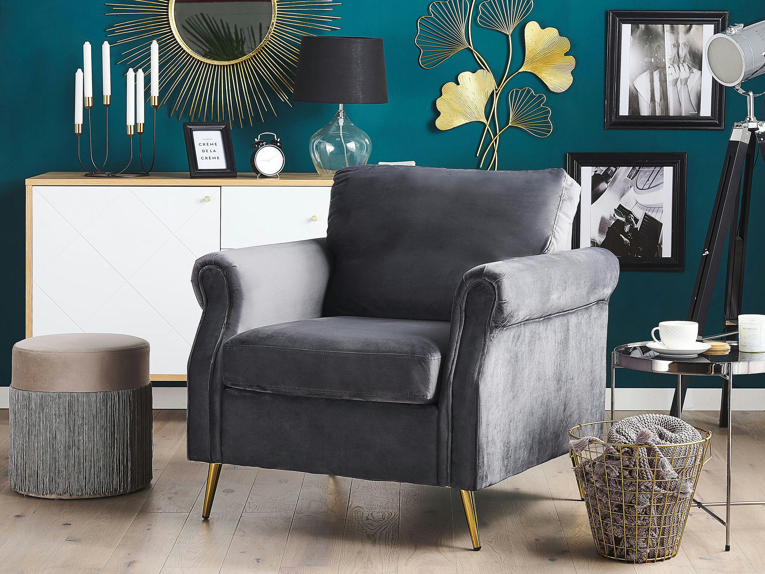 VIETAS - Fauteuil en velours gris