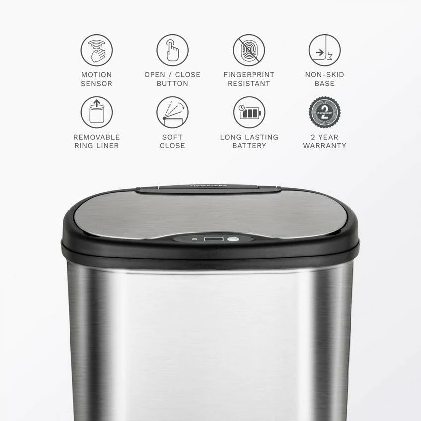 Nine Stars 13.2-gal Stainless Steel Motion Sensor Trash Can