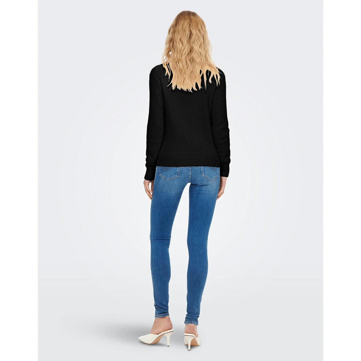 Pull col V, maille mousseuse