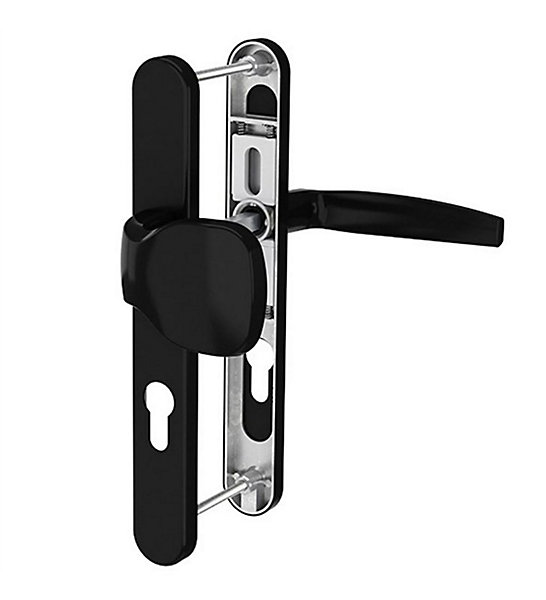 Paire de poignées étroite béquille et aileron aluminium Bricard Emetal 233 mm porte d'entrée a cylindre Couleur - Noir