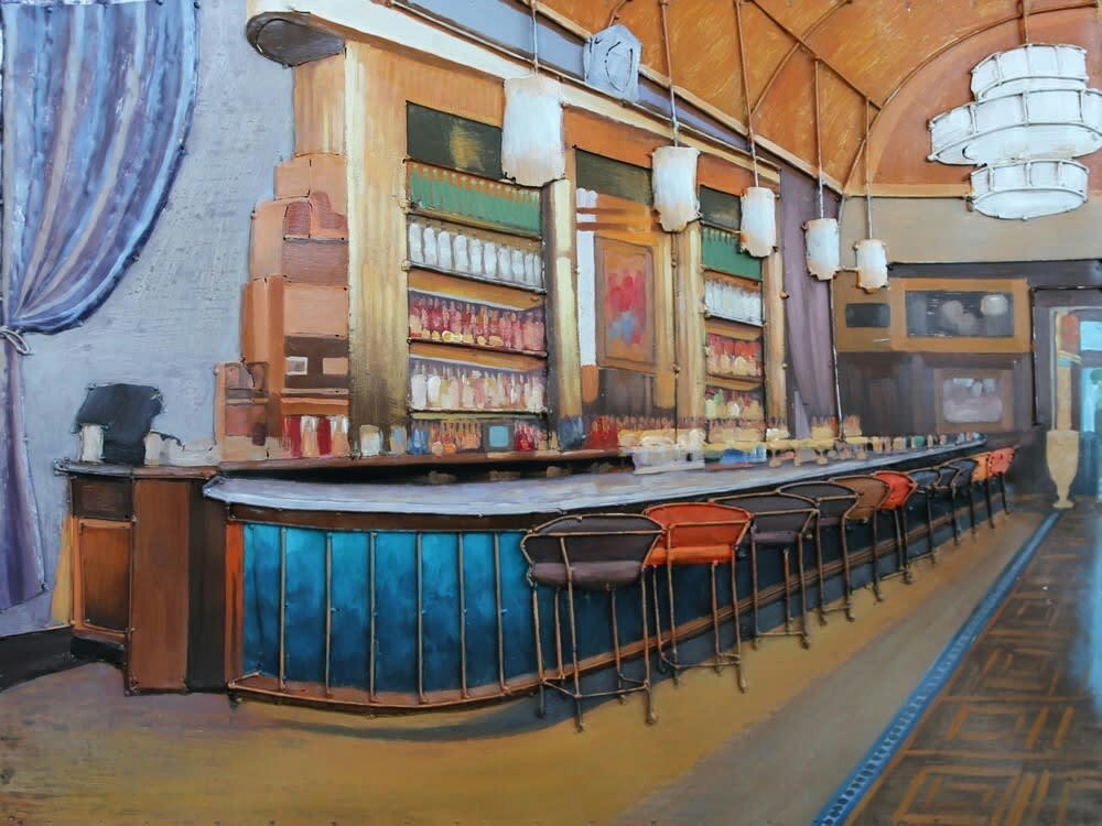 MÉTAL BRASS - Tableau relief en métal grande brasserie 120x80