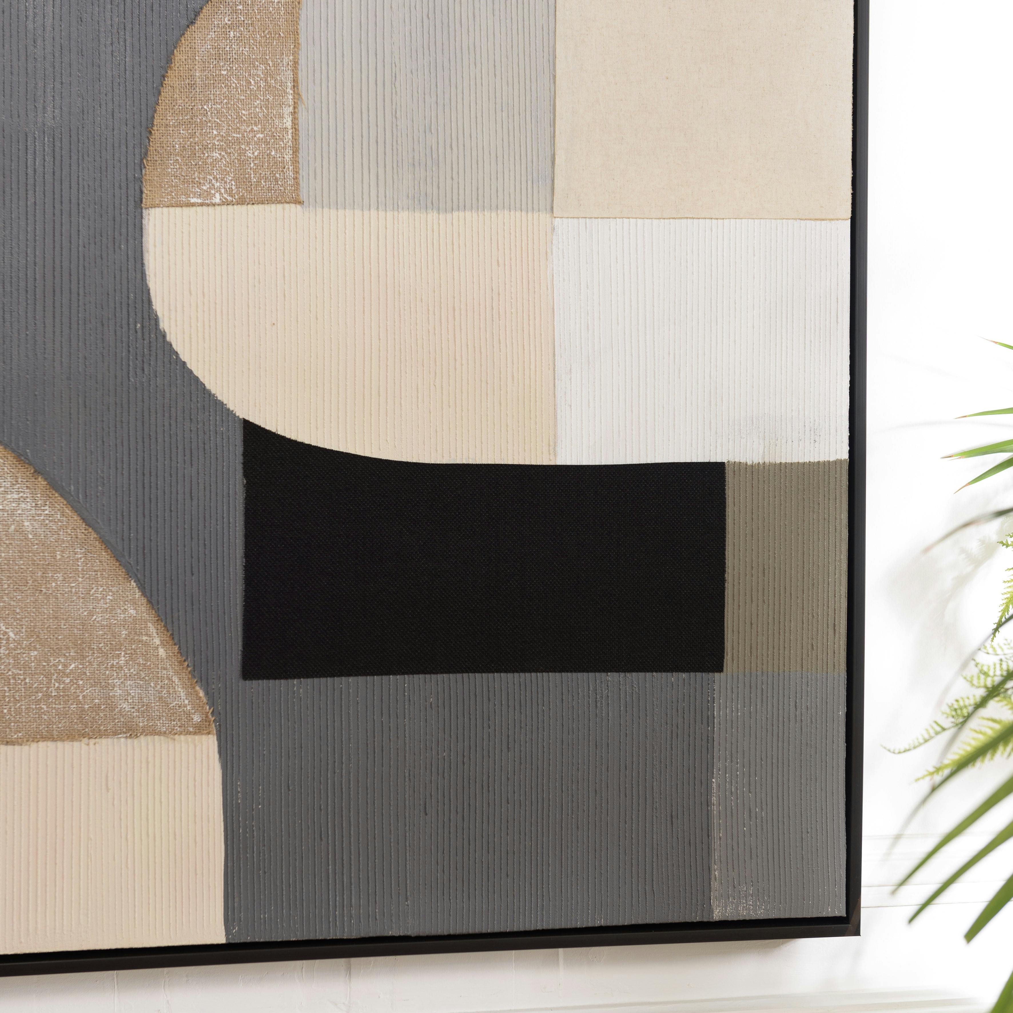 Tableau contemporain mix de formes géométriques 83 x 123 cm