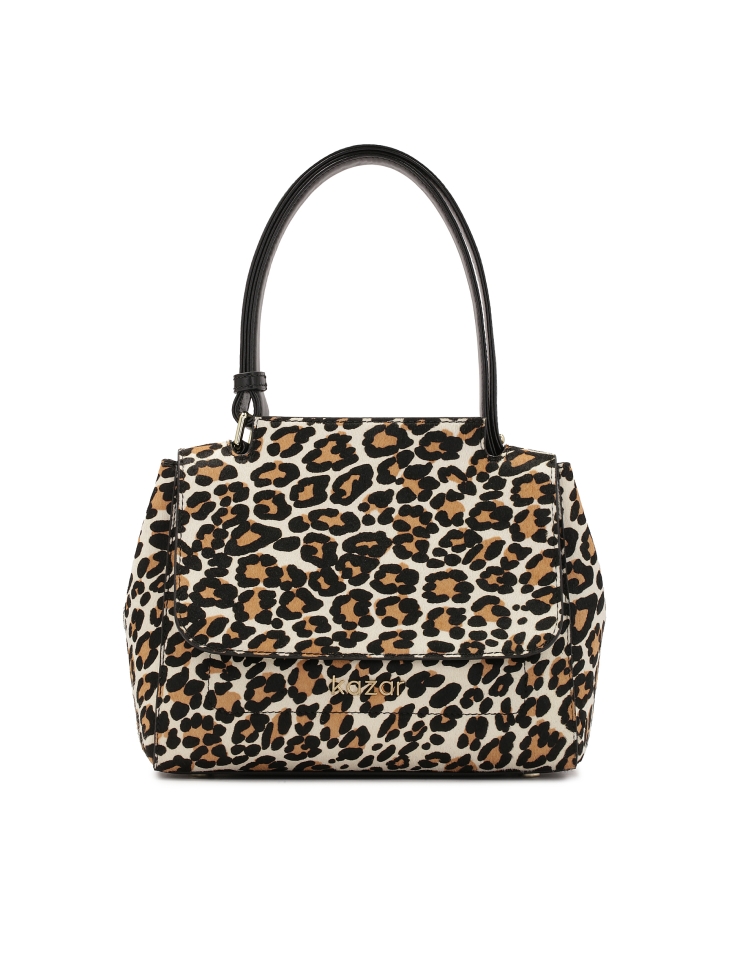 Handbag with natural bristles in leopard pattern