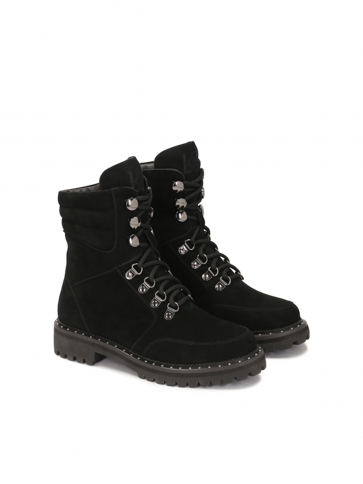 Black suede boots with high upper