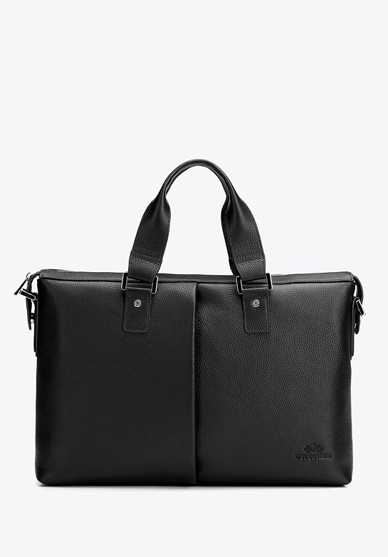 Torba na laptopa 15,6” ze skóry naturalnej groszkowej czarna