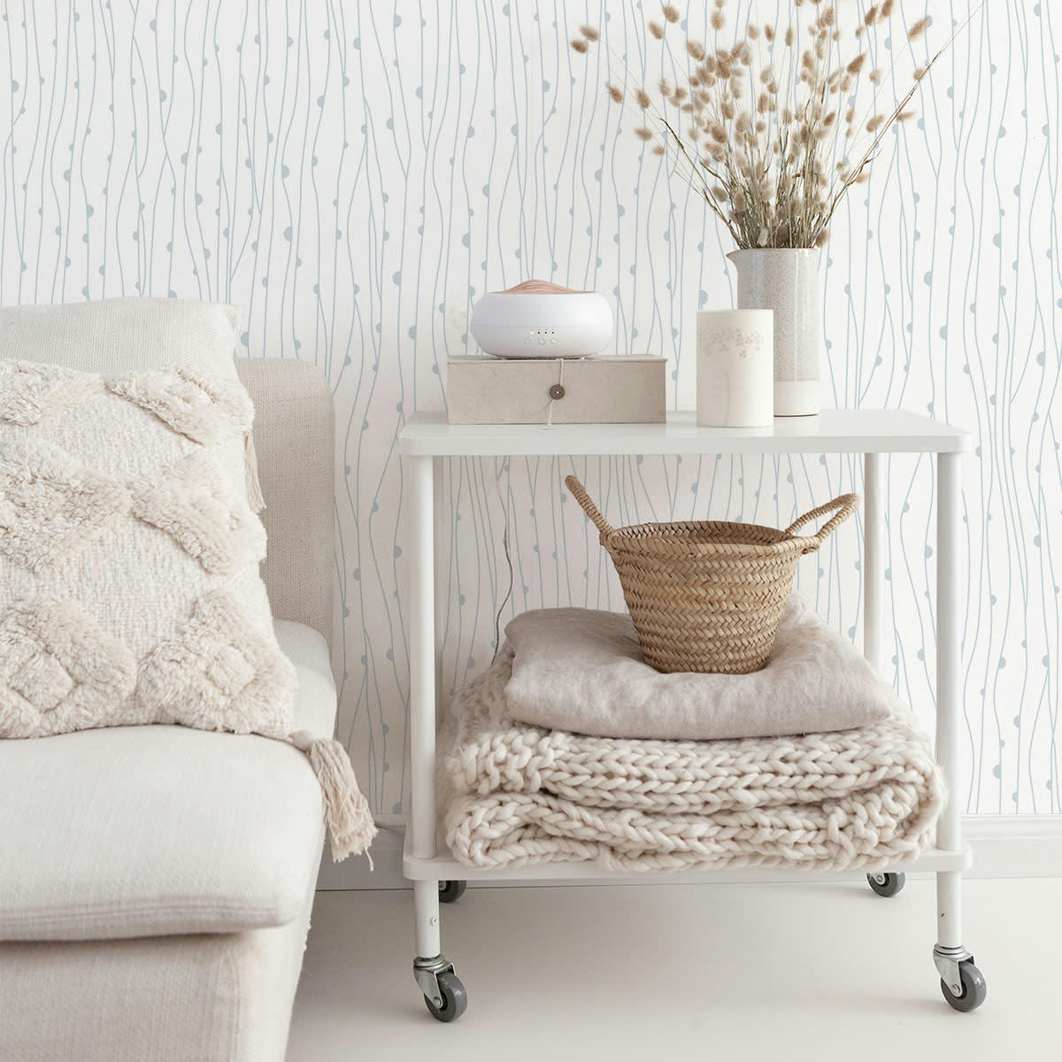 NATURE - Papier peint vinyle adhésif nature poudre bleu 50x300 cm