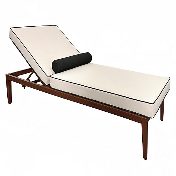 Bain de soleil inclinable effet bois écru et noirOviala