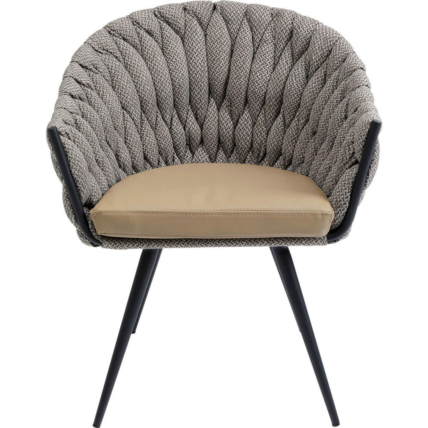 KNOT - Chaise avec accoudoirs bicolore marron et acier