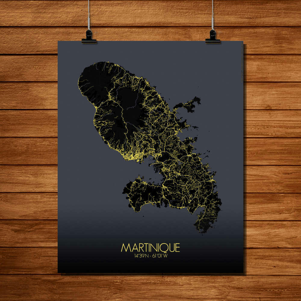 - Affiche Martinique Carte Nuit 40x50