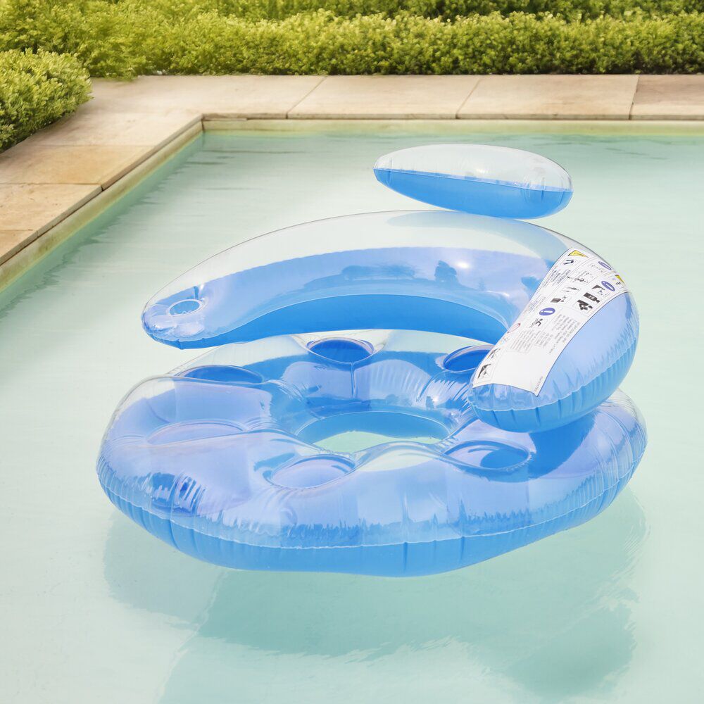 Fauteuil de piscine gonflable en plastique bleu 109x112cm