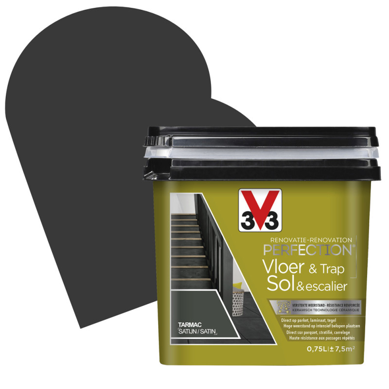 Peinture de rénovation pour sol et escalier Tarmac satin 0,75 L V33