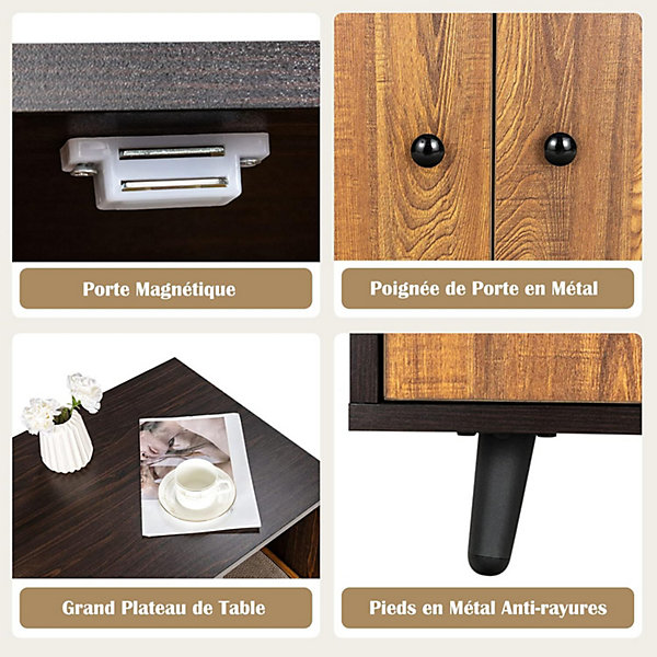 Maison de Toilette pour Chat en Bois Meuble de Rangement Double Portes avec Grattoir a Chat