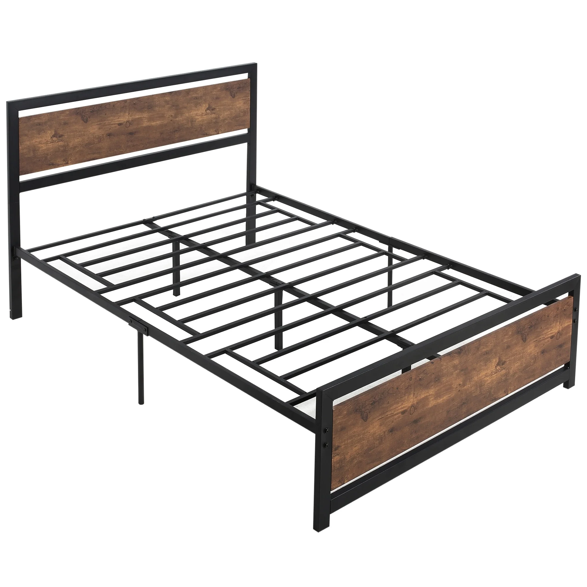 HOMCOM Full Platform Bed Frame with Headboard & Footboard, Strong Metal Slat Support Full Bed Frame w/Underbed Storage Space