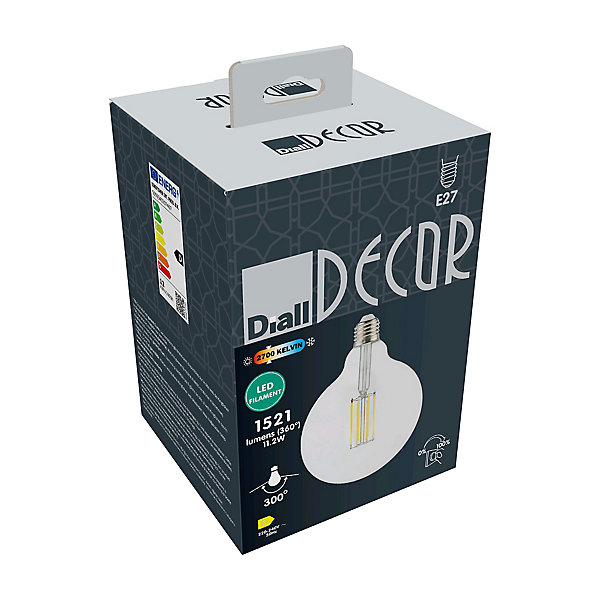 Ampoule LED globe E27 1521lm 11.2W = 100W Ø12.5cm Diall blanc chaud