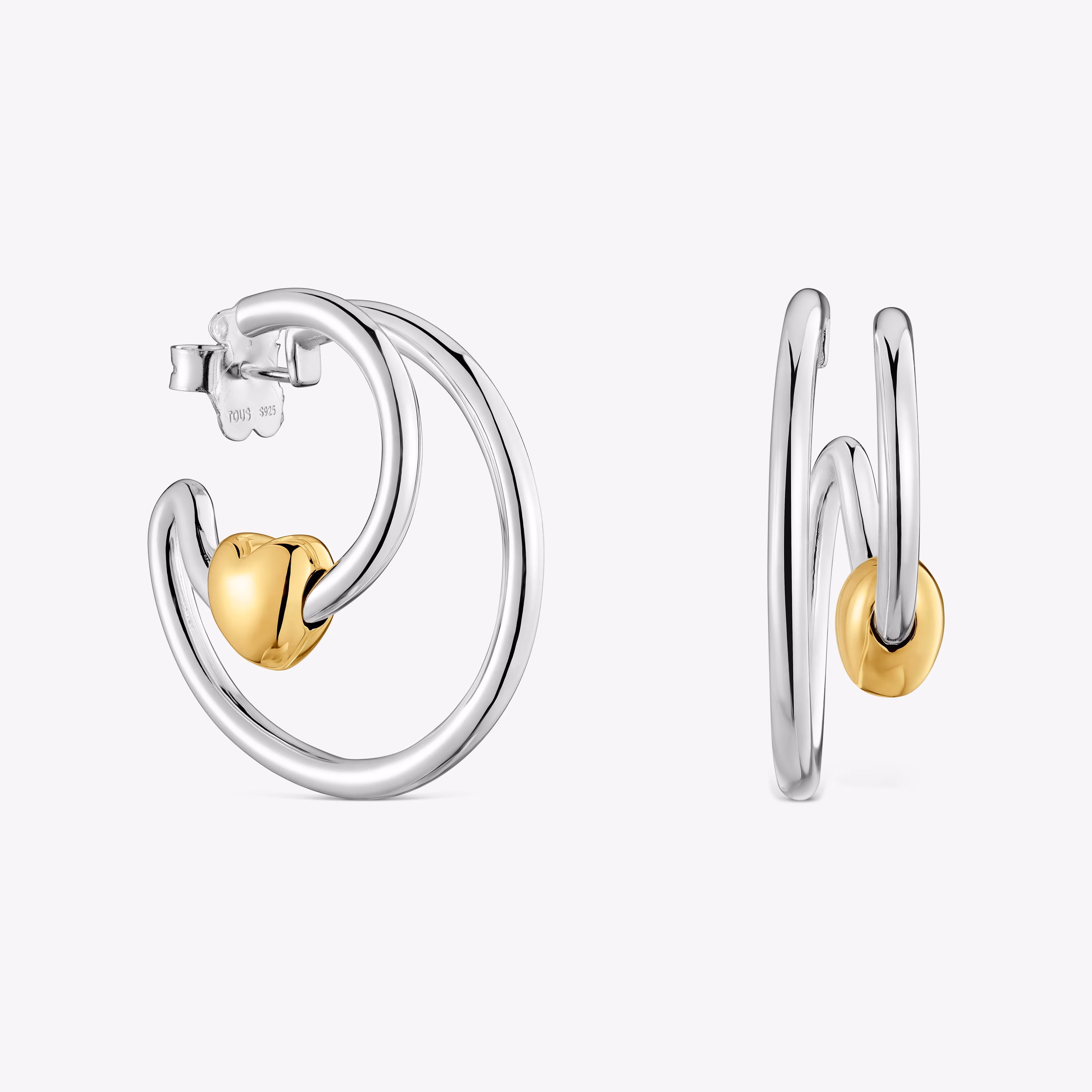 Pendientes doble aro bicolor motivo corazón TOUS Flechazo