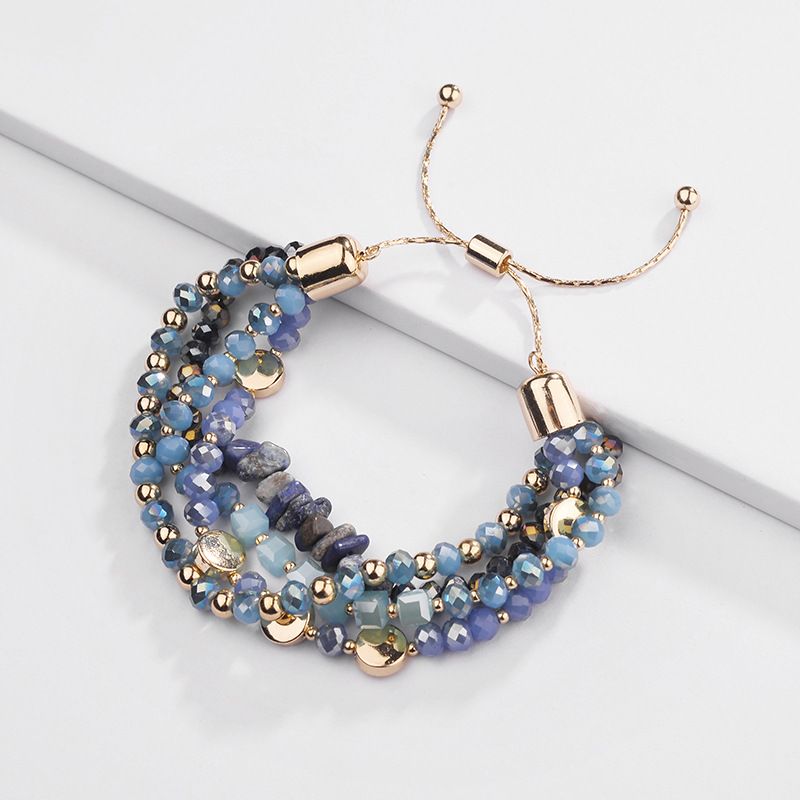 PEACH ACCESSORIES Multi Beaded Bracelet with Gold Disc Accents