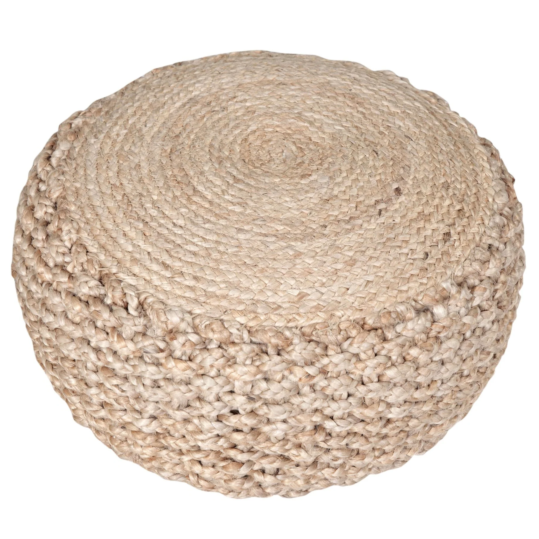 HomeRoots 20 Tan Round Geometric Pouf Ottoman