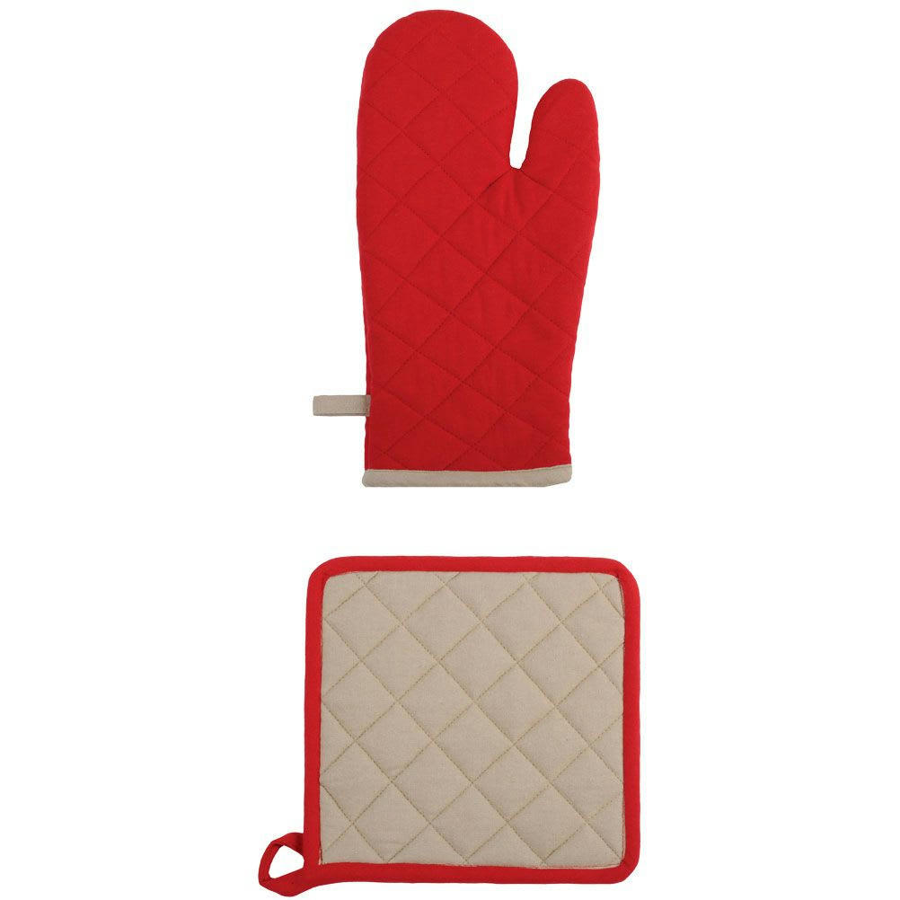 BICOLORE - Ensemble gant et manique en coton bicolore