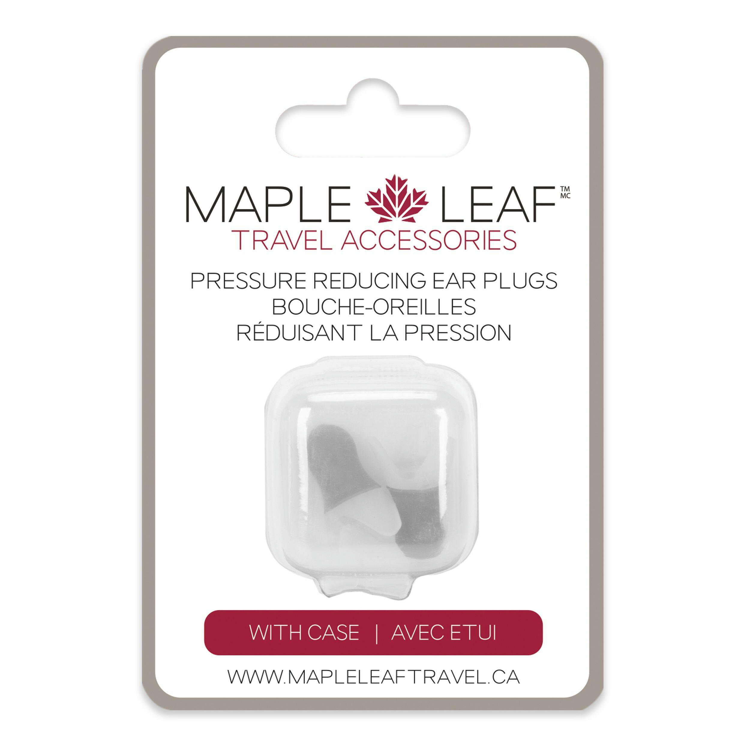 Maple Leaf Pressure-Reducing & Noise-Cancelling Travel Ear Plugs w/ Storage Case
