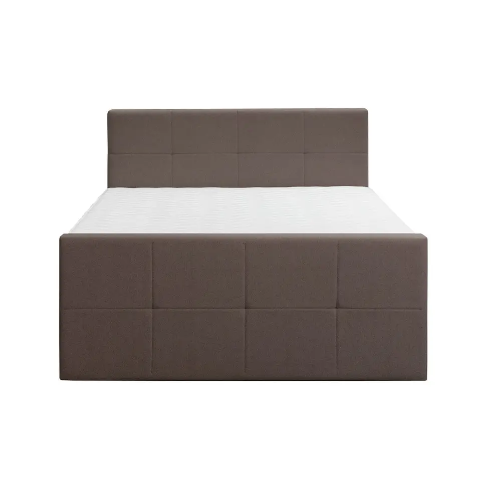 Boxspring met voetbord Liv geblokt - donkerbruin - 180x200 cm - ronde poot