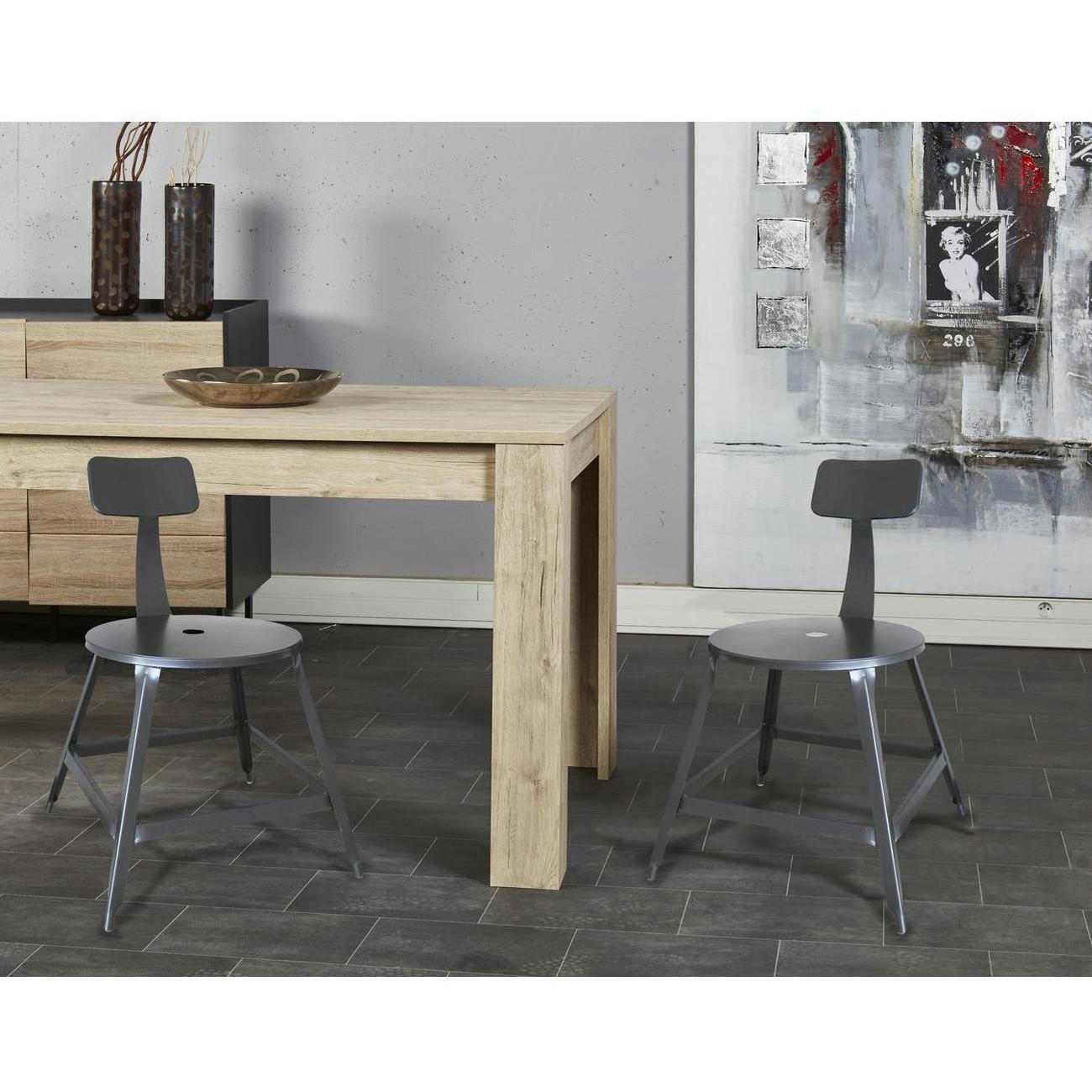 LOFT - Lot de 2 - Chaise assise metal gris pieds metal