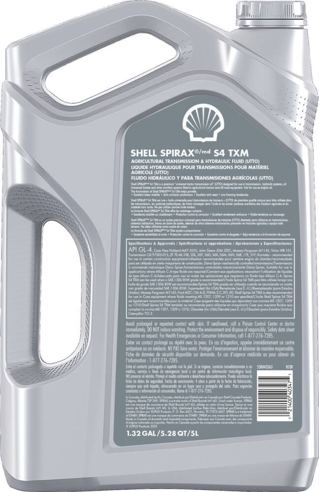Shell Spirax S4 TXM Tractor Transmission & Hydraulic Oil, 5-L