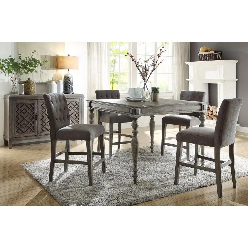 ACME Godeleine Counter Height Table in Weathered Gray Oak