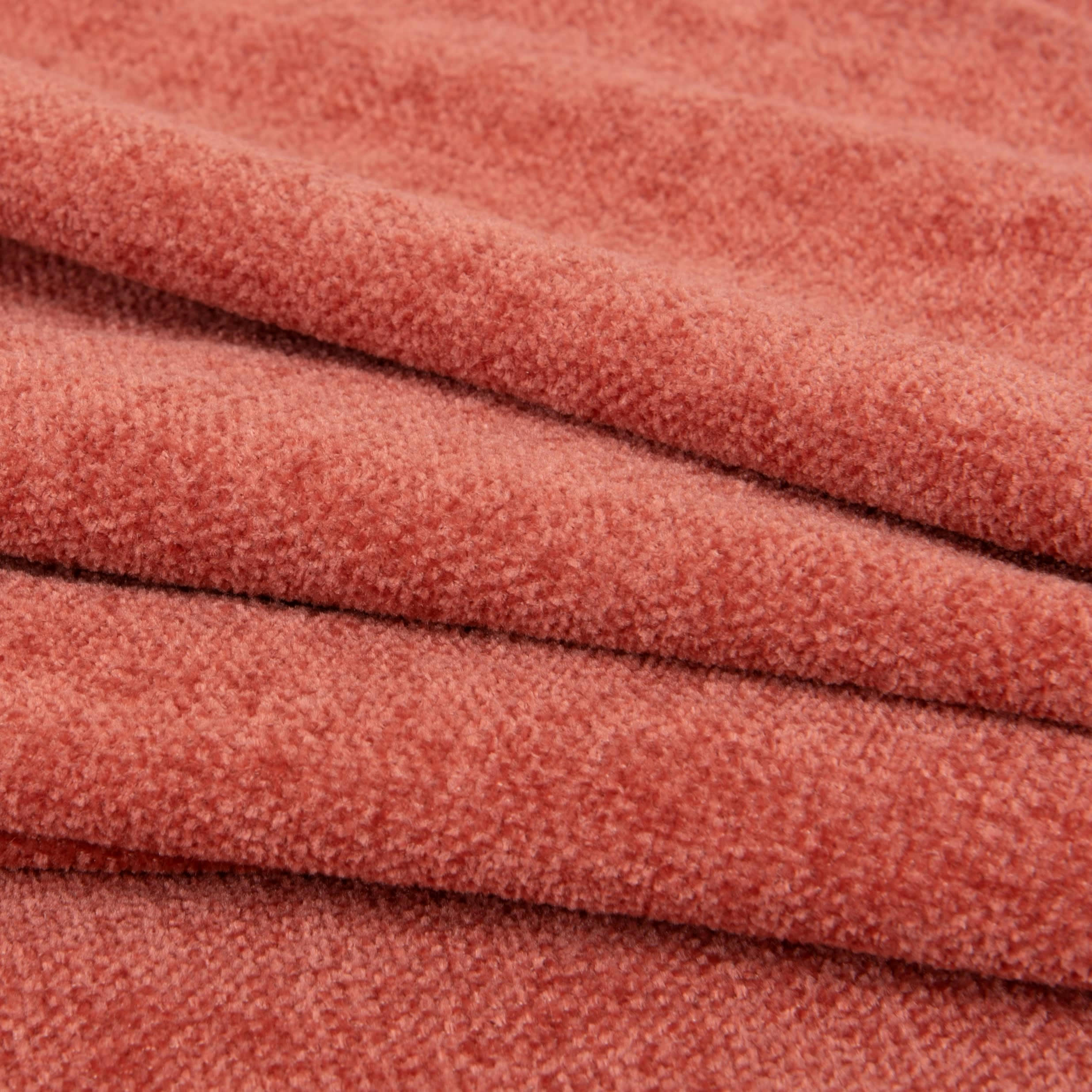 GARGAS - Plaid en polyester recyclé chenillé terracotta à franges 170x130