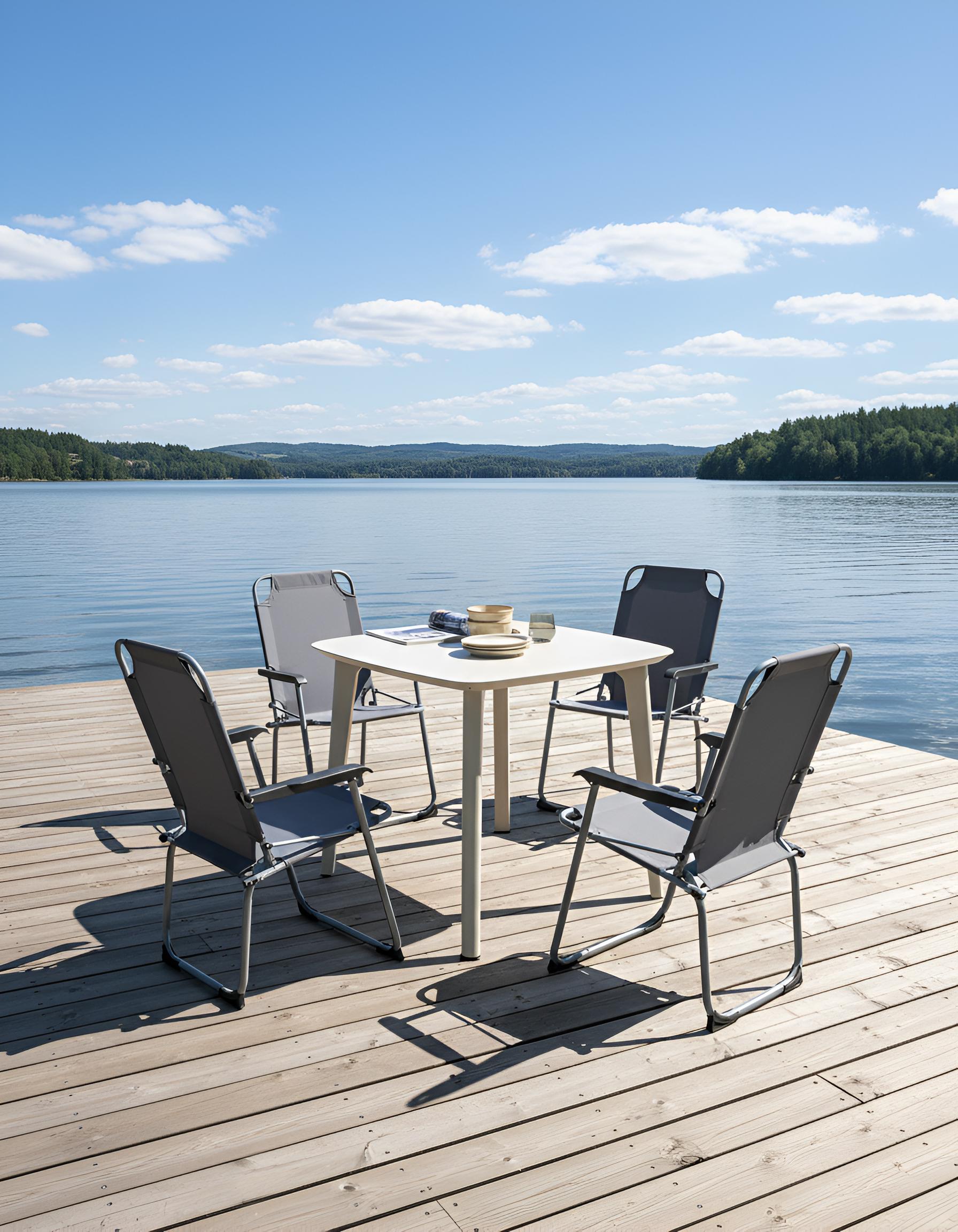 Set of 4 Garden Chairs GALATSI Folding Metal Grey