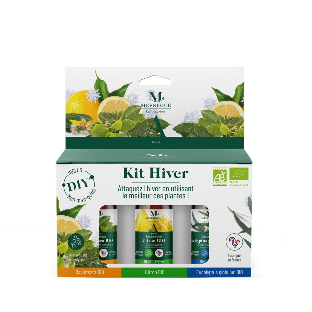 Huiles essentielles bio x3 kit hiver Mességué ravintsara citron eucalyptus 3x10ml