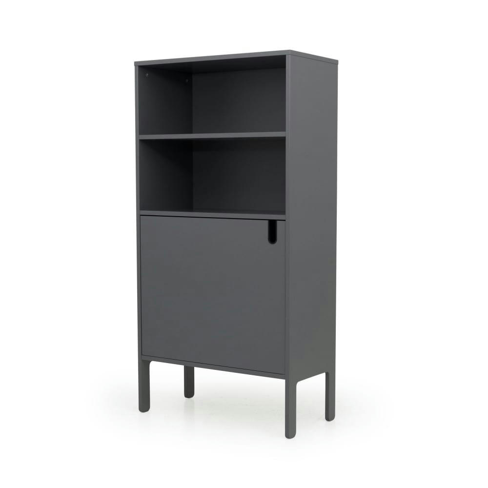 UNO - Buffet haut en bois 1 porte H152cm gris anthracite