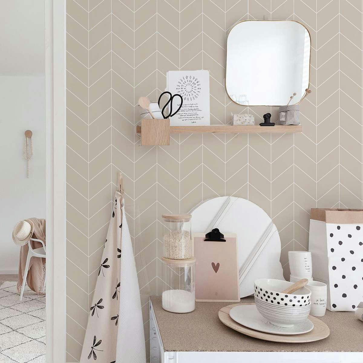 ARROWS - Papier peint vinyle adhésif flèches écru 50x300 cm