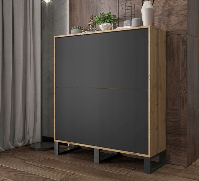 Komoda Industrialna komoda Loft czarny MAT 113 cm
