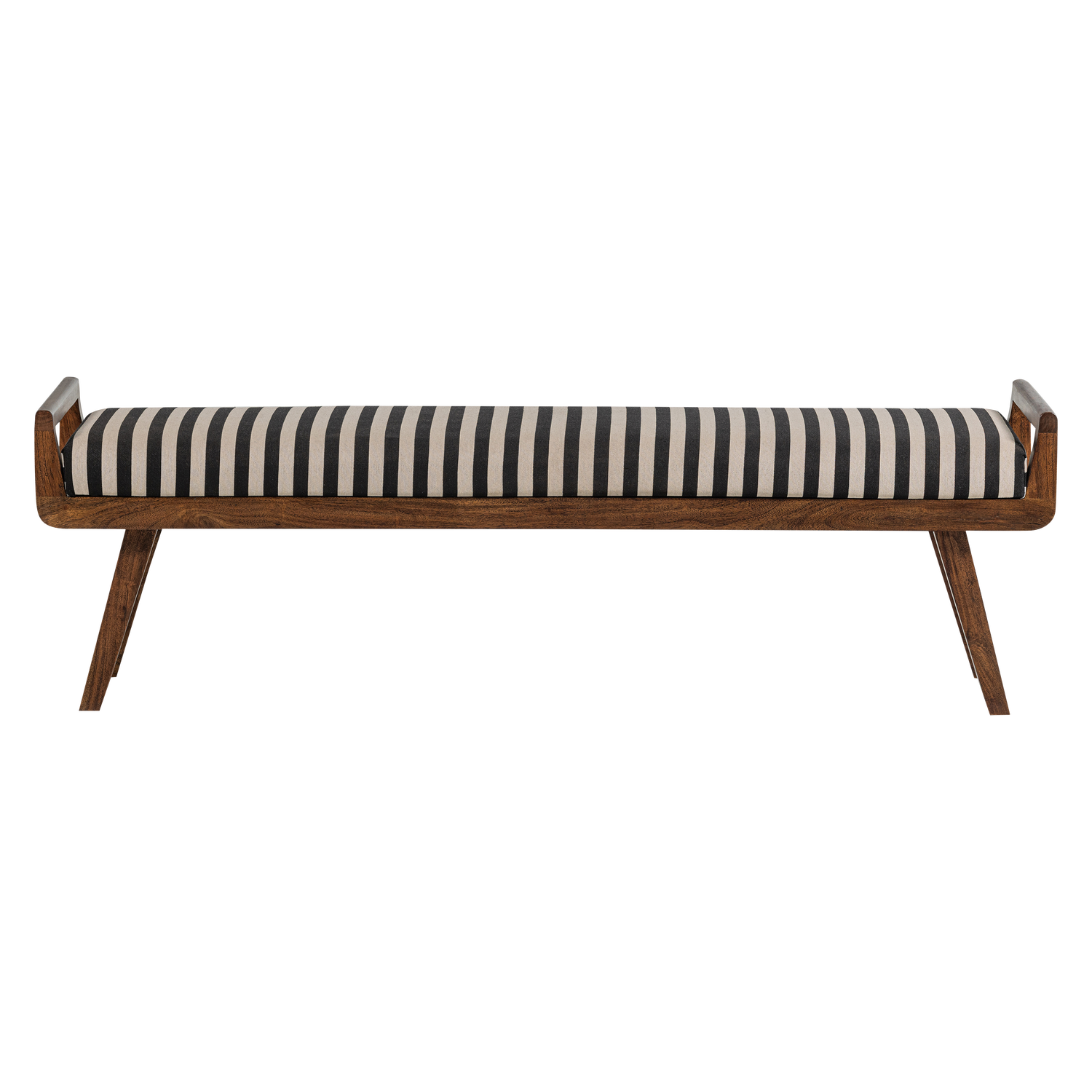 WOOOD bankje gestreept Valo - Acaciahout - Zwart/Wit - 48x157x43
