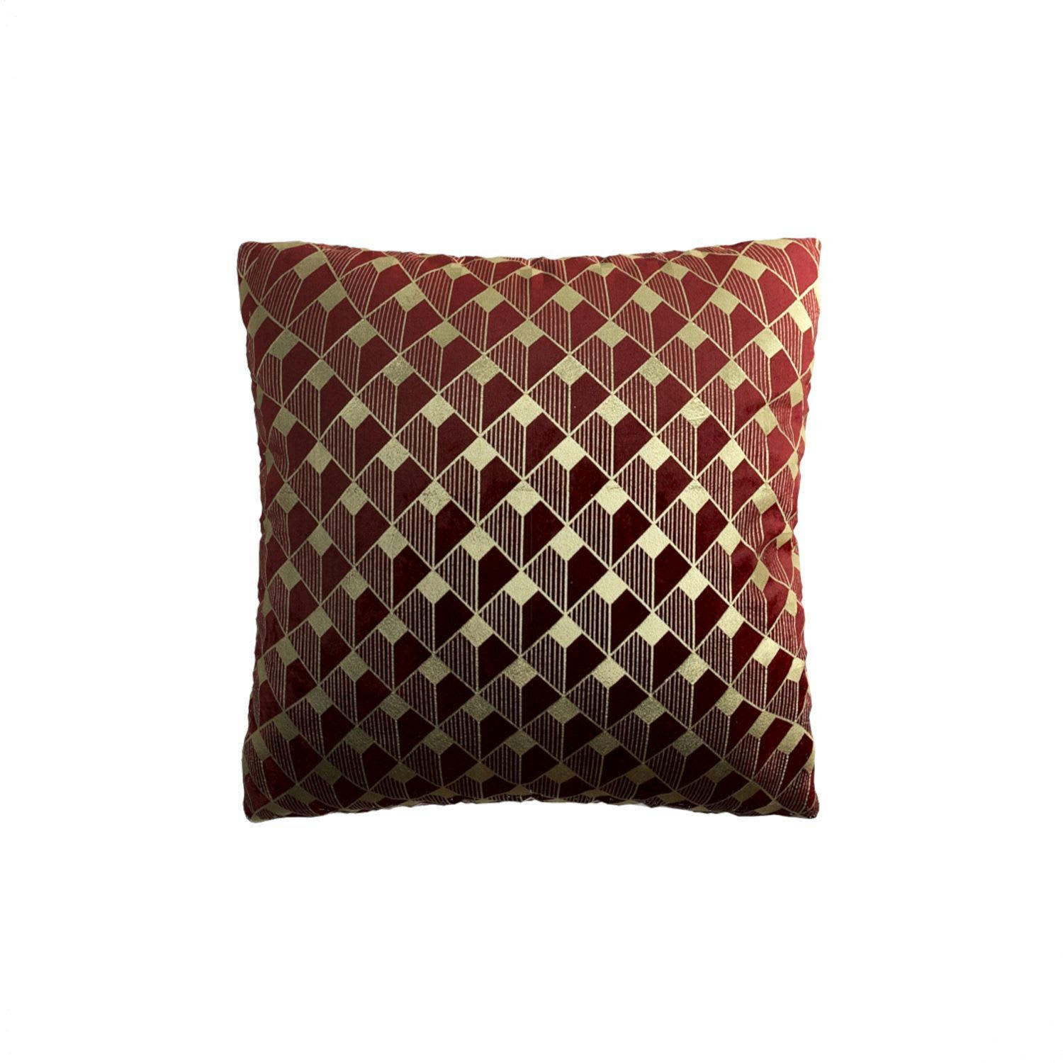 CUBO - Coussin en velours bordeaux 45x45cm