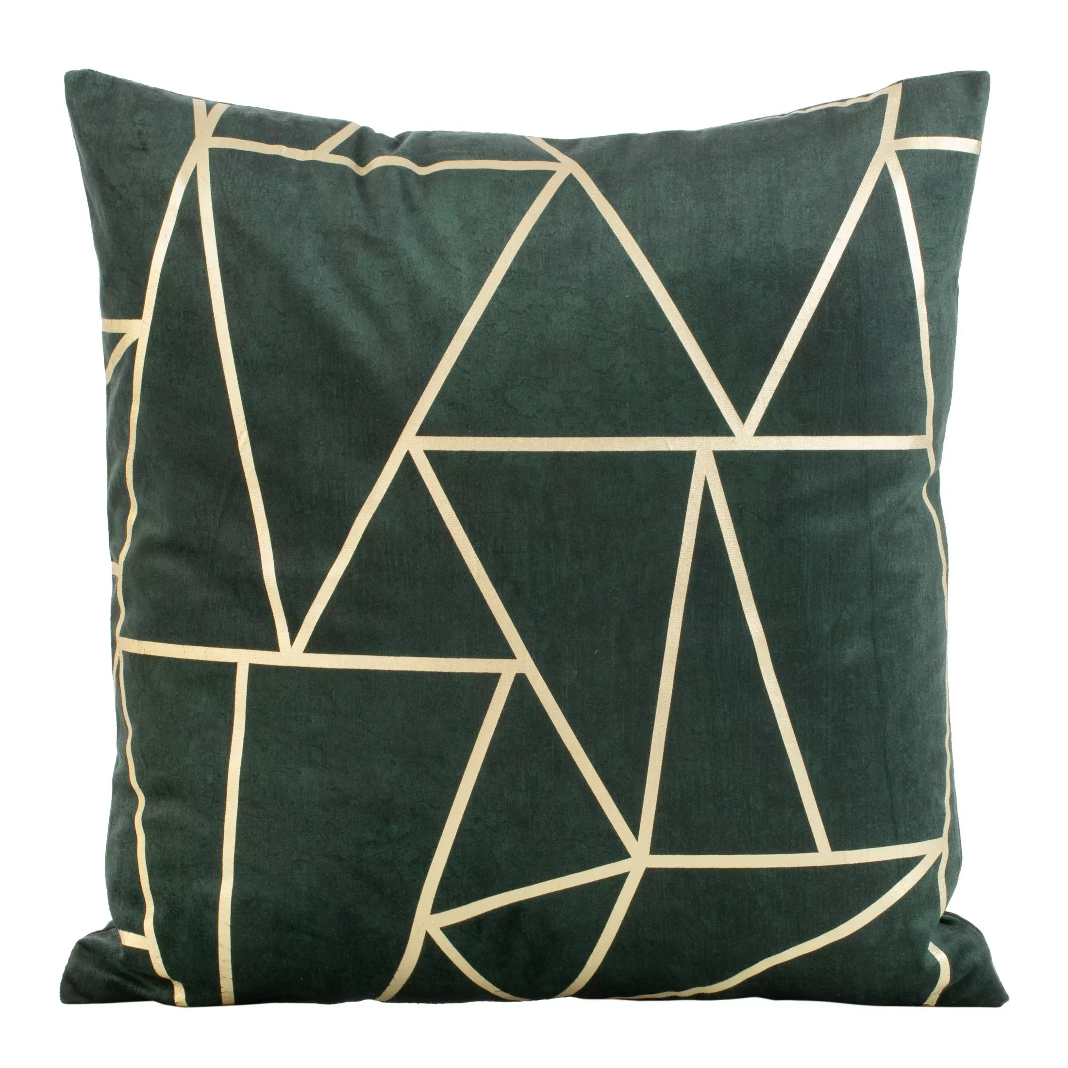 Poszewka na poduszkę 45x45 cm welwetowa ciemnozielona z nadrukiem geometrycznym BLINK 29