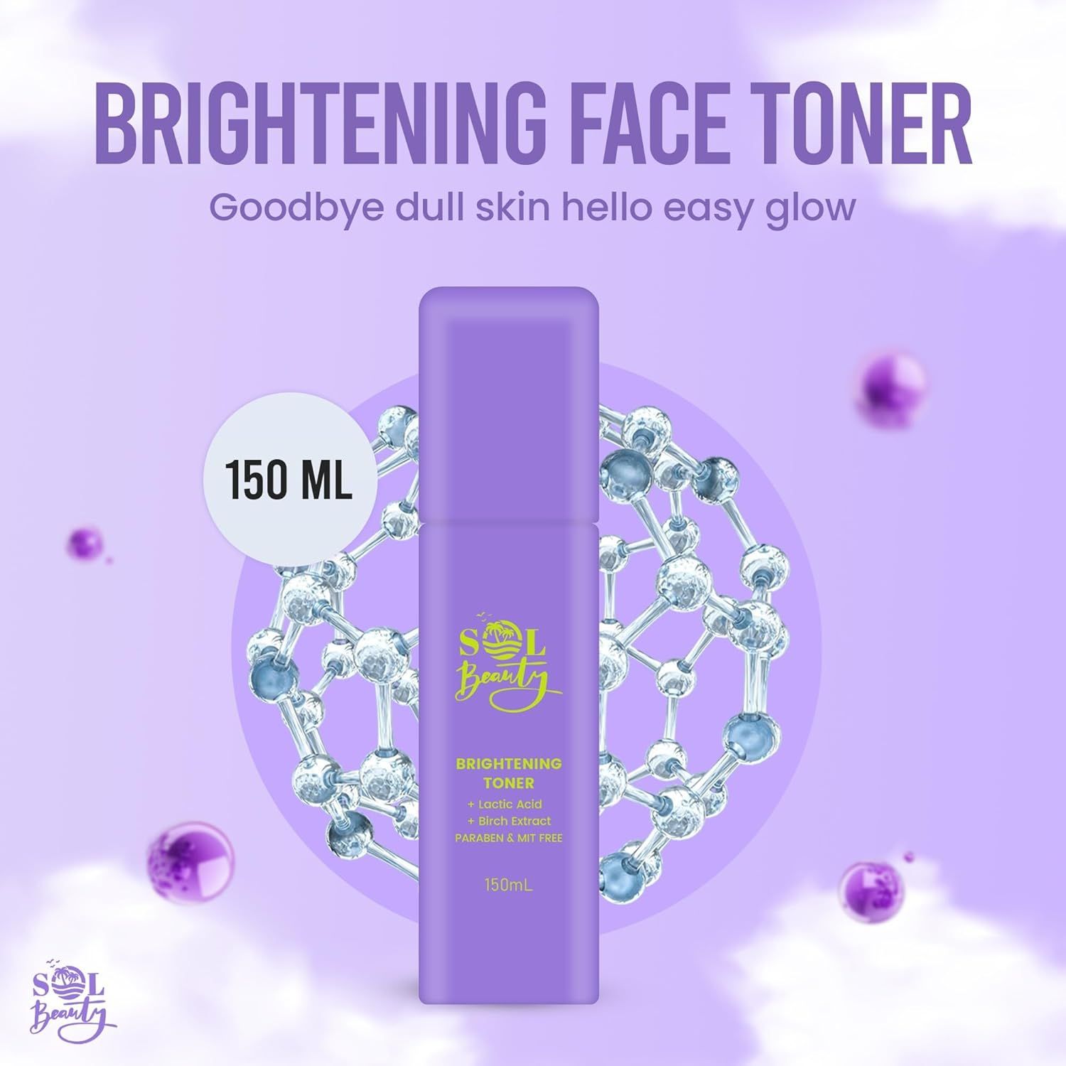 SOL Beauty Brightening Face Toner Daily Hydrating Facial Essence 150ml