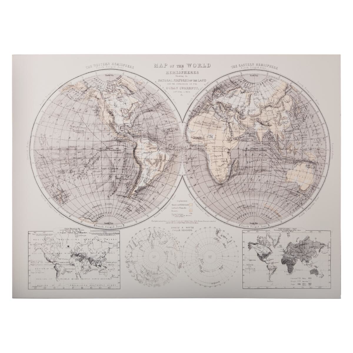 Printed canvas"Mapmonde" 58x78 cm