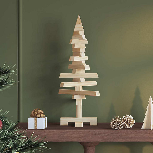 Arbre de Noël en bois pour décoration 60 cm bois massif de pin vidaXL