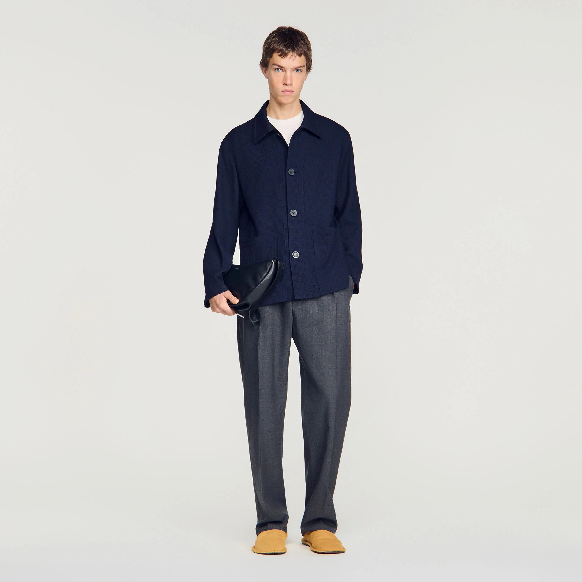 Blouson worker en laine boutonné