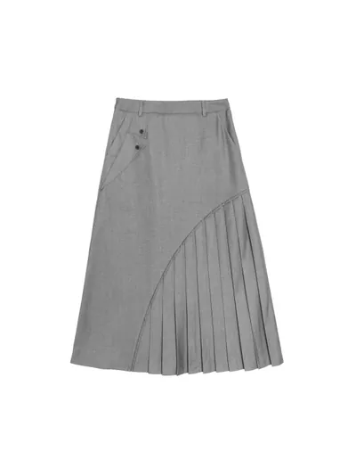 Faux Collar Detail Pleats Skirt - 26SDK110C