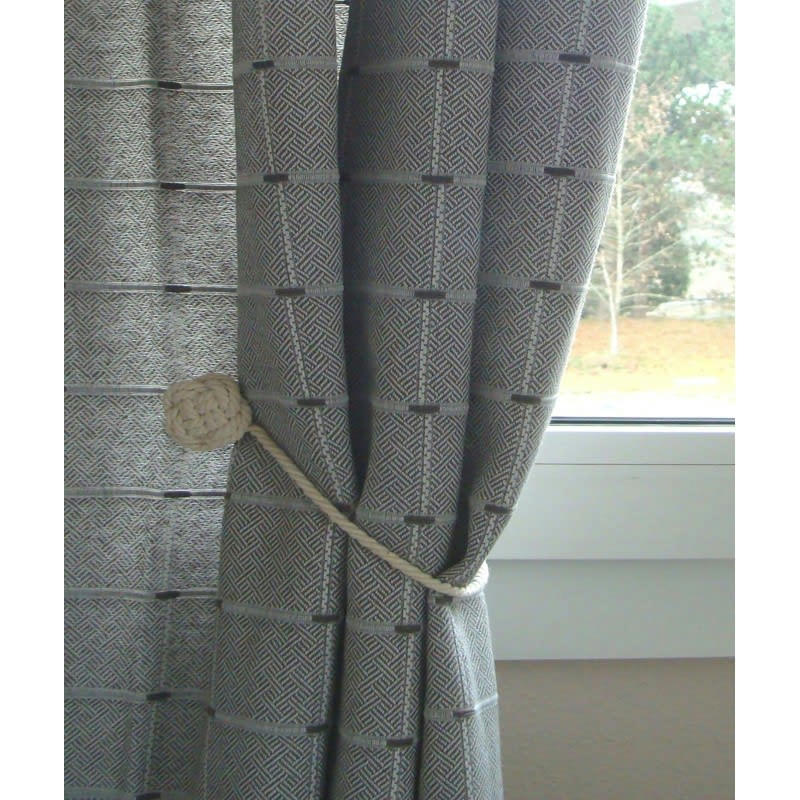 ROSETTA - - Embrasse rideaux en corde magnétique sans perçages - Lin