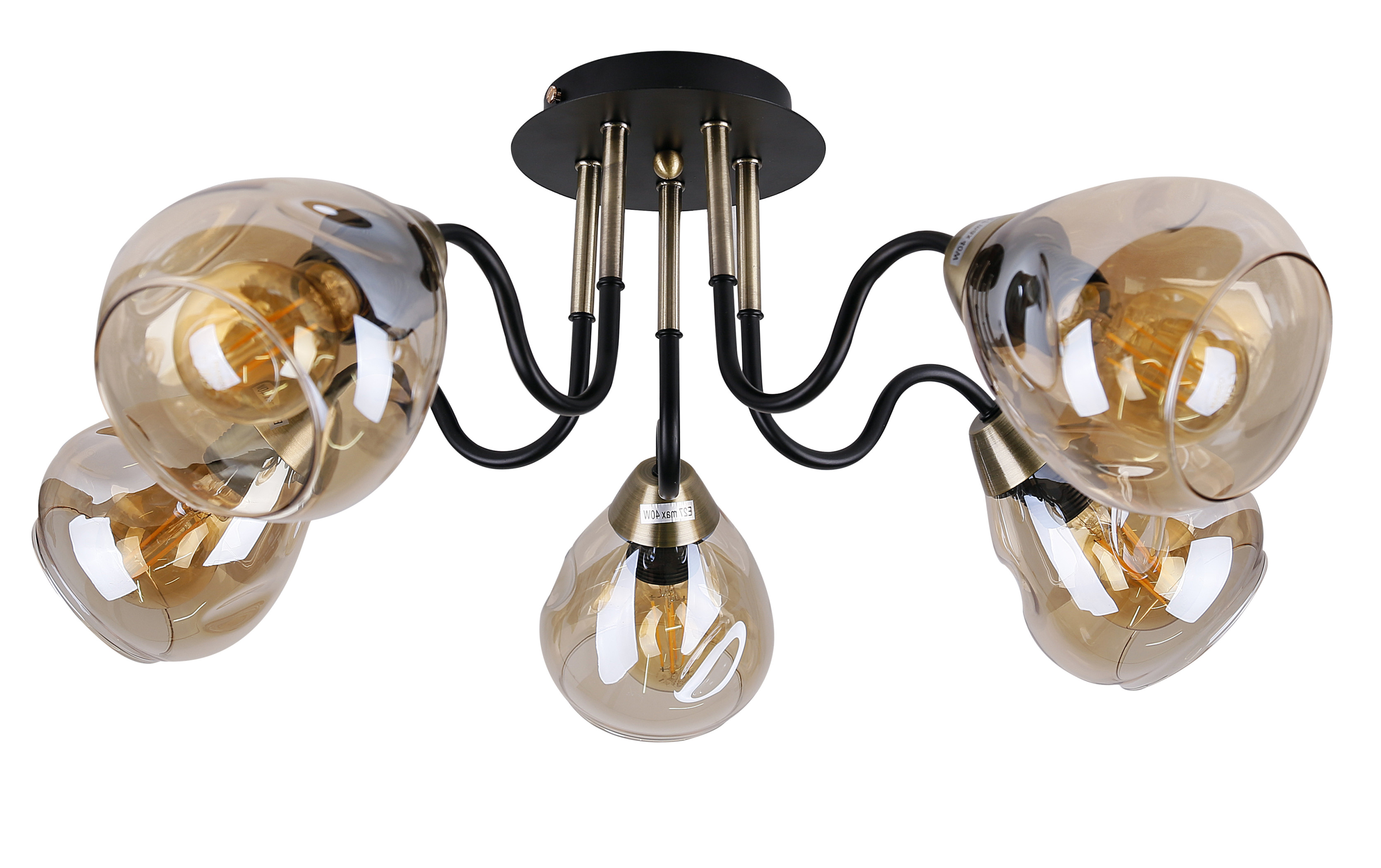 Lampa sufitowa czarno-złota UNICA 5xE27x40W wym: 26x64x64 cm Candellux