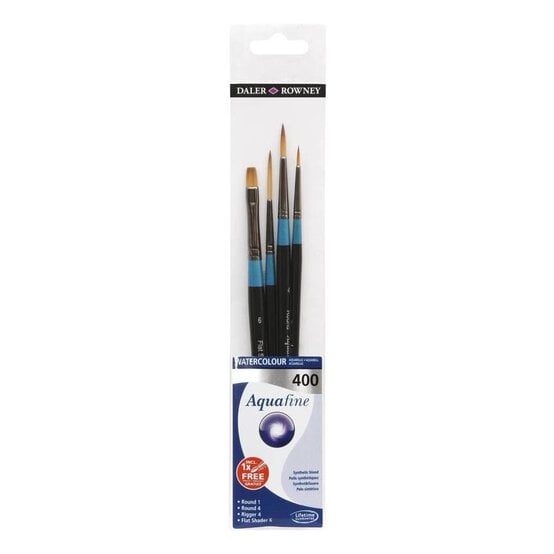 Aquafine Short Handled Watercolour Brushes Set 400 4 Pack
