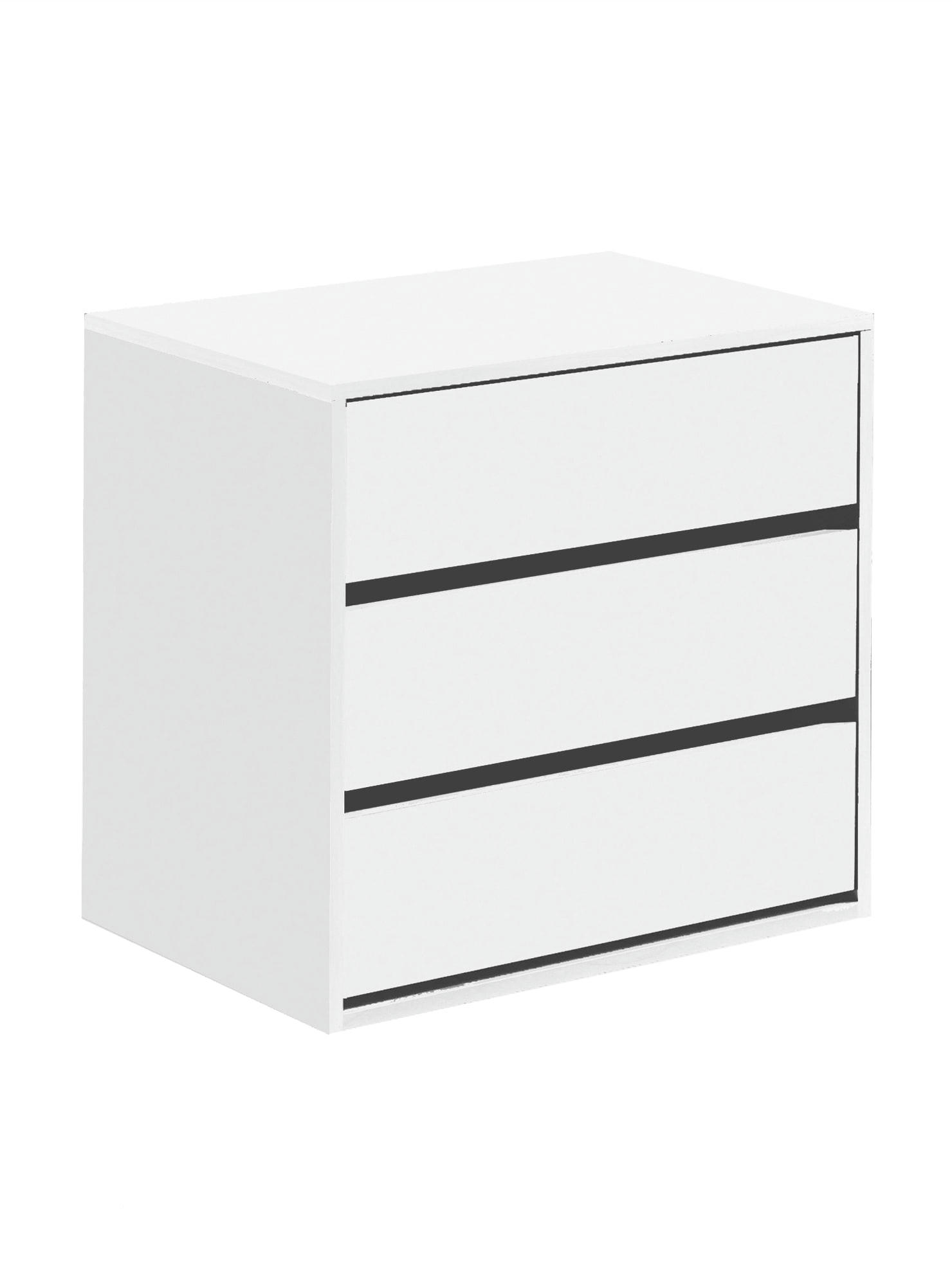 NEWPORT - Commode 3 tiroirs effet bois blanc