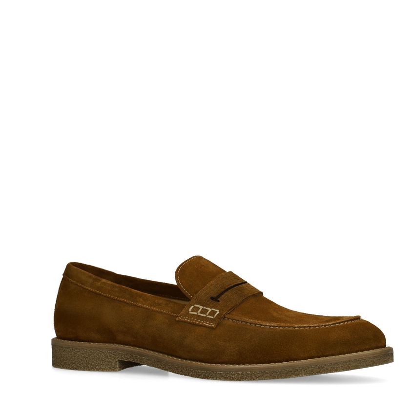 Manfield Bruine suède loafers